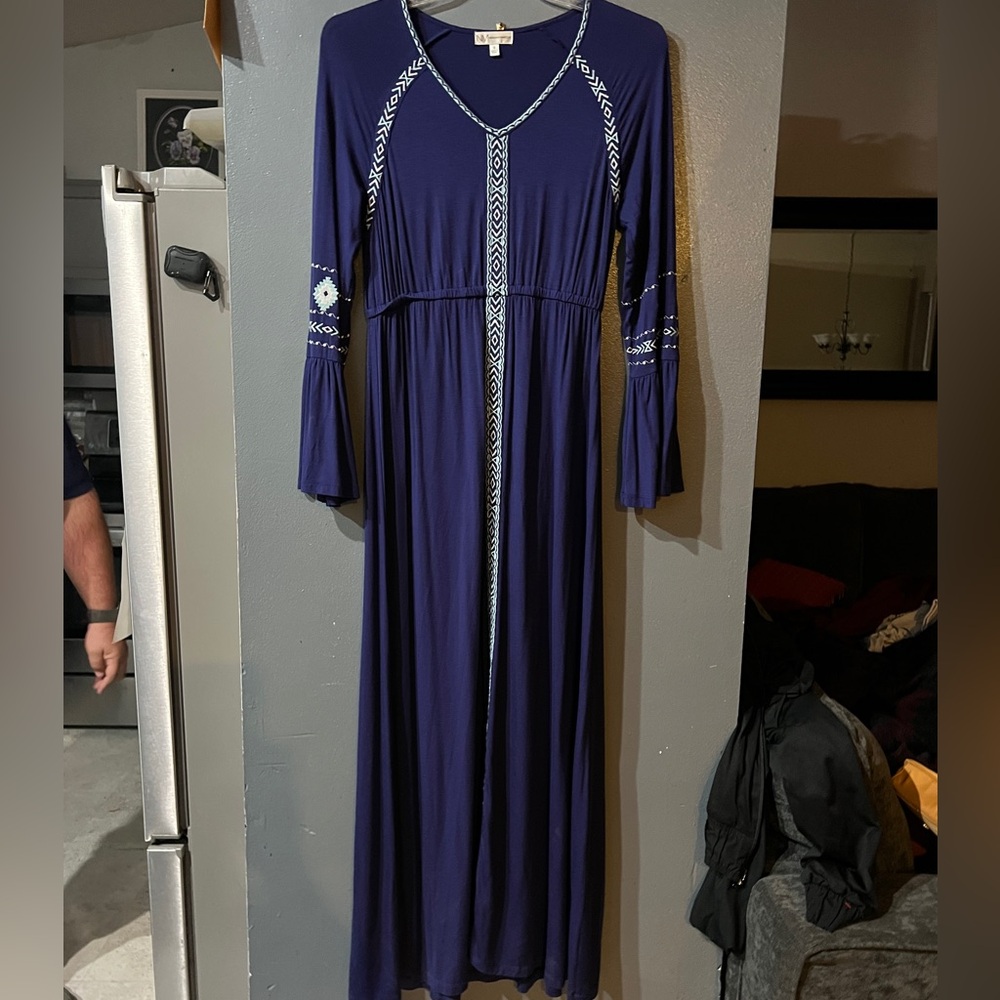 Neiman Marcus embroidered maxi dress